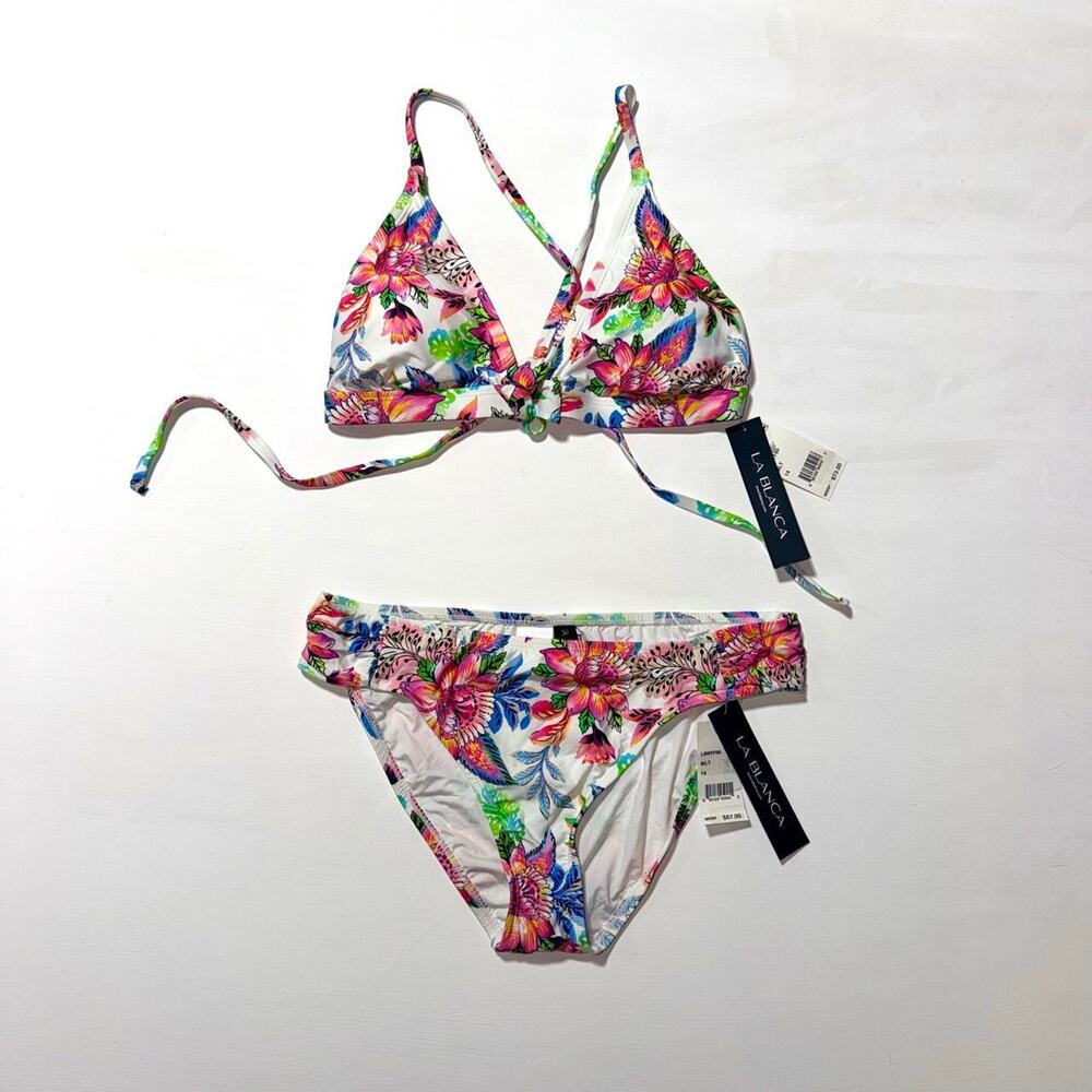 La blanca bikini set with multicolored floral print Size M